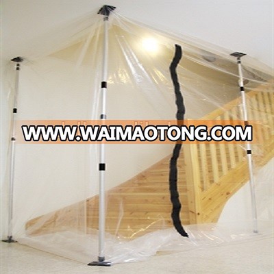 4X 3.9M extension poles Dust Barrier System with adhesive zipper and 4X6M poly film